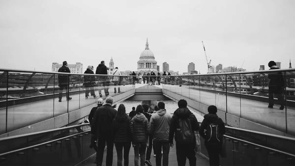 Group of friends in London to illustrate Mackman Research's work with Immigration Legal Services
