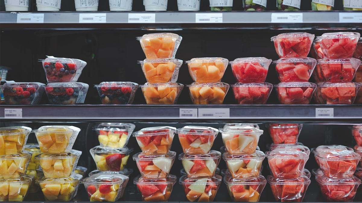 Food packaging in a supermarket to illustrate Mackman Research's work with Anson